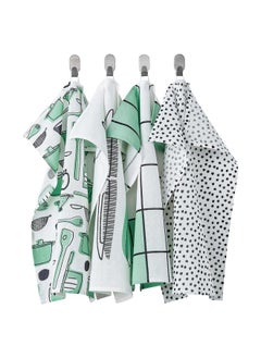 Buy Tea Towel White And Green And Patterned 45X60 Cm in Saudi Arabia