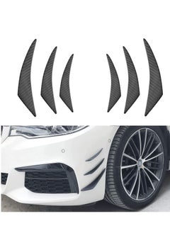 اشتري Car Bumper Protector, Car Front Edge Bumper Fin Carbon Fiber Exterior Rubber Fins Spoiler Canards Kit for Car Body Auto Anti Collision Strip Decoration Stickers Accessories for Car 6Pcs في الامارات