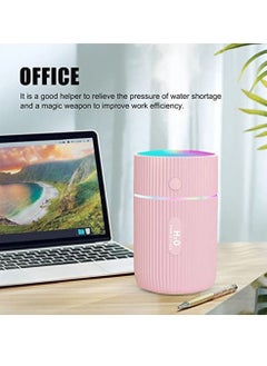 Buy USB Charging Portable Air Humidifier With LED Night Lamp 220ml Pink in UAE