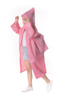 Buy Raincoat for Kids, Boys and Girls Hooded Poncho Can Carry School Bags Large Raincoat Reusable Poncho Jacket Applicable Height 1.1-1.5M Kids(Pink) in UAE