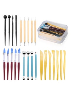 اشتري 25 Pcs Sculpting Tools Polymer Modeling Clay Pottery Clay Tools Dotting Pen Silicone Tips Ball Stylus Pottery Ceramic Clay Indentation Tools Set Also for Cake Fondant Decoration في الامارات