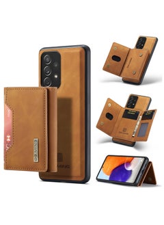 Buy CaseMe Wallet Case for Samsung Galaxy A73 DGMING Premium Leather Phone Case Back Cover Magnetic Detachable with Trifold Wallet Card Holder Pocket - Brown in Egypt