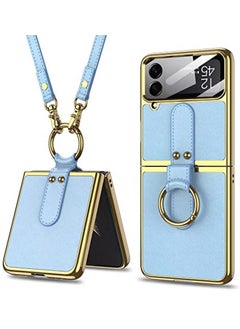 Buy Samsung Flip 4 Case with Ring, Galaxy Z Flip 4 Case with Ring, Light Luxury and Elegant Protective Cover for Samsung Galaxy Z Flip 4 5G, Ice Crystal Blue in Egypt