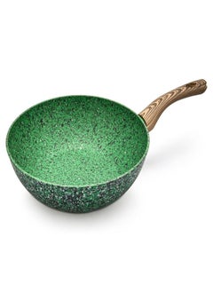 Buy Fissman Wok Pan Malachite Series With Aluminum And Induction Bottom Green 28 x 8 cm in UAE