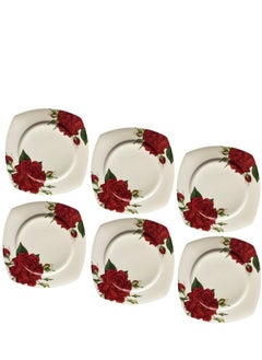 Buy A set of 6-piece porcelain plates with 3D engravings, size 27 cm in Saudi Arabia