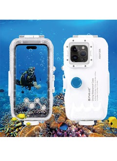 Buy PULUZ 40m/130ft Waterproof Diving Case for iPhone 15 Pro Max/15 Plus /14 Plus / 14 Pro Max / 13 Pro Max /12 Pro Max/for Surfing Snorkeling Floating Photo Video Taking Underwater Housing Cover White in UAE