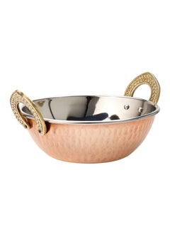 Buy Designed Handle Stainless Steel with Copper Base Serving Kadai 17Cm in UAE