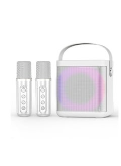 Buy YS307  LED Wireless Portable Karaoke Bluetooth Speaker with 2 Wireless Microphones White in UAE