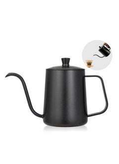 اشتري Drip V60 Pour Over Kettle Goose neck Long Narrow Spout With Lid Coffee Tea Pot Pitcher for pouring coffee (600ml, Black) في السعودية