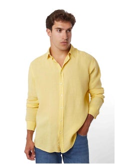 اشتري Fancy Regular Fit Linen Shirt With Long Sleeves في مصر