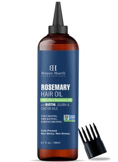 Buy 100% Pure Rosemary Oil | 198 ml | For Hair Growth Infused With Biotin | Hair Strenghtening Treatment | Nourishing & Volumizing | With Jojoba Oil & Castor Oil | Non GMO Verified | in UAE