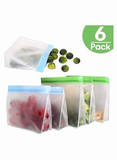 اشتري KASTWAVE Reusable Snack Bags Food Storage Ziplock BPA Free Flat Freezer Sandwich Leakproof Bags, Resealable Lunch Bag for Meat Fruit Veggies 3 Green Blue في السعودية