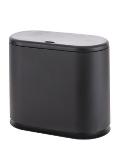 Buy 12 Liter Black Rectangular Plastic Trash Can Wastebasket with Press Type Lid,3.2Gallon Slim Trash Bin,Narrow Trash Can Waste Bins for Bedroom, Bathroom, Office,Kitchen，Powder Room in Saudi Arabia