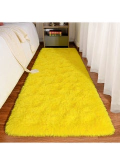 Buy Fluffy Rugs 2X6Ft Cute Runner Rugs For Bedroom High Pile Beside Rug For Living Room Indoor Throw Rugs For Girls Kids Room Home Yellow in UAE