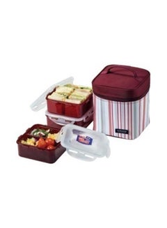 اشتري 3-Piece Lunch Box Set Multicolor Plus Stripe Bag في مصر