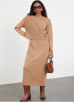 Buy Camel Knitwear Cardigan Dress Bottom-Top Set TCTAW25US00000 in Egypt