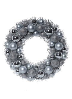 Buy 56-Pieces Tinsel Balls Christmas Wreath, Silver in UAE