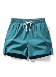 Buy 2024 Mens Summer Ice Silk Casual Shorts Elastic Running lake blue in UAE