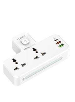 Buy DNIO SC2311 Portable Extension Power Strip With 2 AC Power Socket And 3 USB Port, 2500 Watt Power And NightLamo-White in Egypt