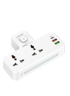 اشتري DNIO SC2311 Portable Extension Power Strip With 2 AC Power Socket And 3 USB Port, 2500 Watt Power And NightLamo-White في مصر