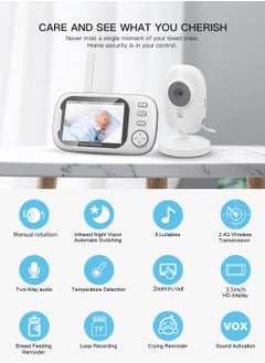 Buy 3.5 inch LCD Display Wireless Babies Video Monitor With Night Vision Temperature Monitoring in Saudi Arabia