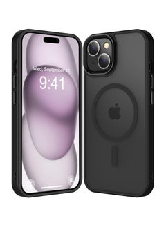 Buy Magnetic Case For iPhone 15 Case Compatible with MagSafe Military Grade Protection Shockproof Translucent Matte Case Anti Scratch Shockproof Phone Case (Black) in Egypt