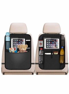 Buy Back Seat Car Organiser with 10" iPad Tablet Holder Touch Screen Kids Kick Mat Seat Protector Cover Children’s Storage - Black(2pack) in UAE