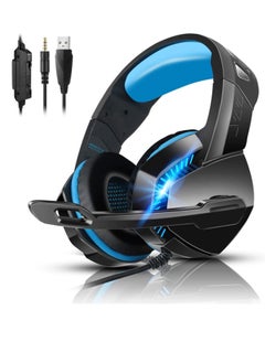 Buy GM14 7.1 Surround Sound PS4 Headset with Microphone, For Games, PC Headphones, Heavy Bass, Telescopic, Noise Isolation, Wired, FPS Compatible, LED Light in Egypt