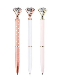 Buy 3 Piece Crystal Large Diamond Ballpoint Pen Student Stationery Office Business Gifts in UAE