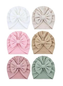 Buy 6 Pack Soft Turban Hats Beanies Bonnets For Baby Girls Newborns Infants Toddlers in Saudi Arabia