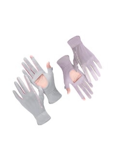 اشتري Summer Sun Gloves, 2 Pairs Summer Women Driving Gloves, UV Protection Gloves, Full Finger Touchscreen Non Slip Quick Dry Gloves Breathable Summer Outdoor Gloves for Women في السعودية