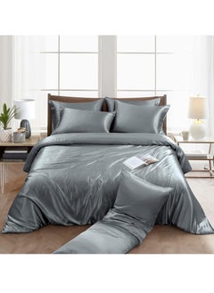 Buy 4 Pieces King Size Satin Luxury Silky Bedding Duvet Cover Set Skin-friendly And Comfortable, Soft And Smooth For Bedroom And Living Room 220x240 cm in Saudi Arabia