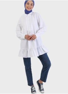 Buy Ruffle And Rib Detail Tunic in UAE