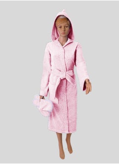 Buy Luxurious Egyptian cotton bathrobe in flesh color, suitable for men and women, comes with a cape, slippers, and a waist belt. Available in sizes to suit everyone. in Saudi Arabia