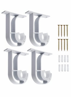 اشتري Curtain 4 pcs Rod Bracket Ceiling Mount Bracket Aluminum Alloy Closet Rod Bracket with Plastic Buckle في الامارات