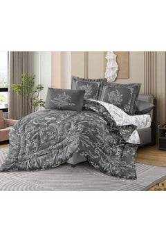 Buy King Size 6 Piece Duvet Cover Set Contemporary Leaf Print Bedding Sets, Smooth Cotton Material Modern Geometric Print in UAE