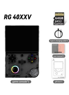 اشتري RG40XXV Handheld Game Console,4.0-inch IPS 640*480,64G/128G TF Card with 10,000+ Games,3200mAh 6+Hours Battery, Support Wireless Network (Black 64G) في الامارات