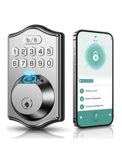 اشتري Keyless Entry Door Lock-Deadbolt Smart Door Locks for Front Door-Fingerprint Combination Door Lock -Front Door Lock -Electronic Keypad Code,Auto Lock (Satin Nickel) في السعودية