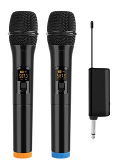 Buy Wireless Microphone, UHF Dual Portable Handheld Dynamic Karaoke Mic with Rechargeable Receiver, Cordless Karaoke System for PA System, Speaker, Amplifier, Family Party, Singing, Meeting in UAE