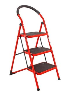 اشتري VIO 3 Step Ladder Folding Step Stool Stepladders with Antislip and Wide Pedal for Home and Kitchen Use Space Saving  3 step ladder Red black في الامارات