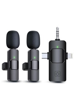 اشتري 3 in 1 Wireless Lavaliere Microphones for iPhone, iPad, Android, Camera, USB-C Microphone, 7-Hour Battery, Mini Microphone with Noise Reduction for Video Recording, Vlog, YouTube, TikTok في مصر