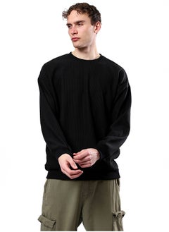 Buy Slip On Ribbed Black Relaxed Sweatshirt in Egypt