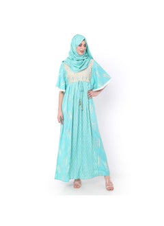 Buy AQUA BLUE COLOUR WITH EMBROIDERED AND PRINTED ARABIC JALABIYA DRESS in Saudi Arabia