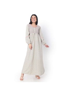 Buy SMOKING DESIGN WITH FLORAL PRINT RAYON ARABIC JALABIYA KAFTAN in UAE