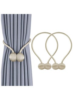 Buy 1 Pair Strong Curtain Tiebacks, Magnetic and Decorative Buckle Holdbacks Window Drapes for Home and Office, Beige in UAE