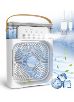 Buy Portable Air Conditioner Fan Mini Evaporative Air Cooler with 7 Colors LED Light 1/2/3 H Timer 3 Wind Speeds and 3 Spray Modes for Office Home in Saudi Arabia