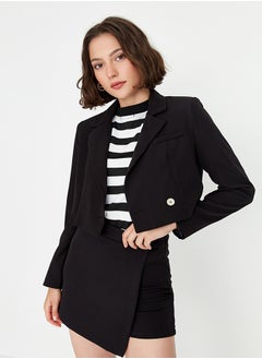 اشتري Black Crop Lined Woven Blazer Jacket TWOAW22CE0086 في مصر