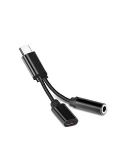 اشتري 2 In 1 USB Type-C Charging Cable With Audio Cable Black في السعودية