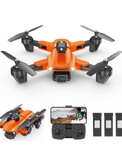 اشتري Ayoo Best 2022 Foldable Mini Drone With 4K 2 Camera For Adults/Kids/Beginners HD FPV Live Video with 2 Batteries 45Mins Flight Time Altitude Hold Trajectory Flight 3D Flips Model F184-orange في الامارات