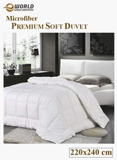 Buy Premium Duvet All Season Comforter, Quilt Bedding, Microfibre Super Soft Insert White Single King Size bed 220x240 cm in UAE